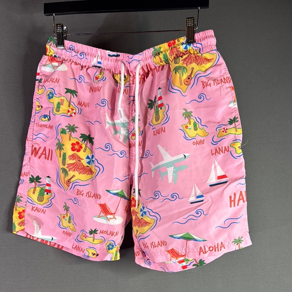 Edgar & Ash Hawaiian‎ Print Pink Men Shorts size medium